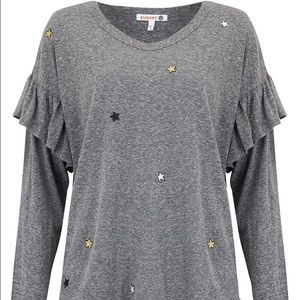 2 for $10/SUNDRY Star Patches Ruffle Long Sleeve